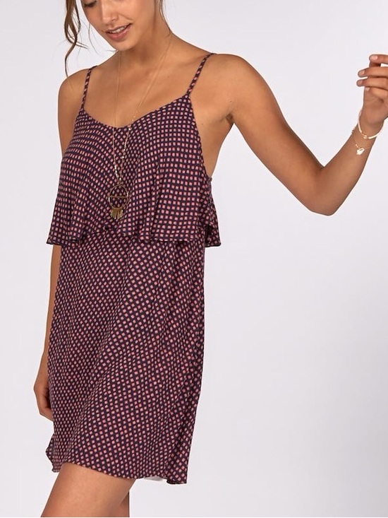 Billabong Dresses & Skirts - Billabong Done Down Pink and Navy Printed Spaghetti-Strap Mini Dress